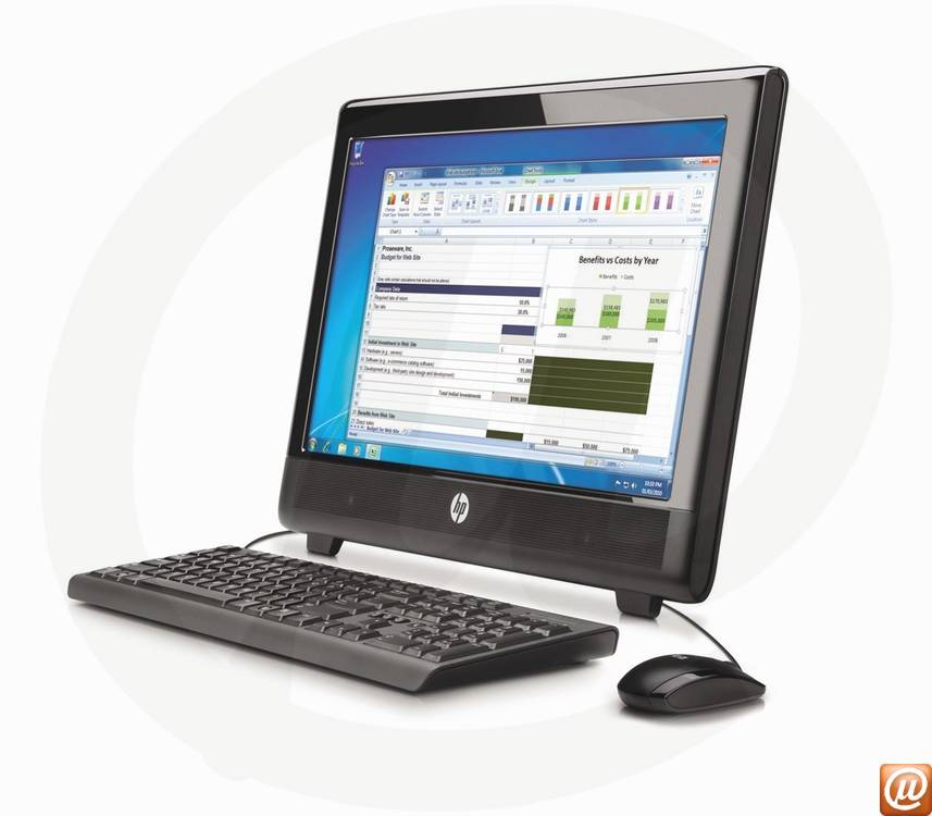 LZ019LA - Desktop-PC All-in-One HP 100B AMD Dual-Core E-350 (1.60GHz) 4GB 750GB 20" DVD-RW Windows 7 Professional Radeon HD 6310